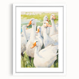 Maximalist Wall Art - Serene Goose Flock Illustration for Eclectic Decor