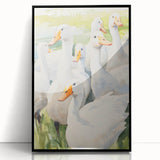 Maximalist Wall Art - Serene Goose Flock Illustration for Eclectic Decor