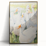 Maximalist Wall Art - Serene Goose Flock Illustration for Eclectic Decor