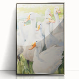 Maximalist Wall Art - Serene Goose Flock Illustration for Eclectic Decor