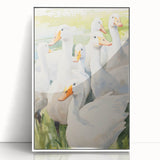 Maximalist Wall Art - Serene Goose Flock Illustration for Eclectic Decor
