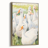 Maximalist Wall Art - Serene Goose Flock Illustration for Eclectic Decor