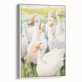 Maximalist Wall Art - Serene Goose Flock Illustration for Eclectic Decor