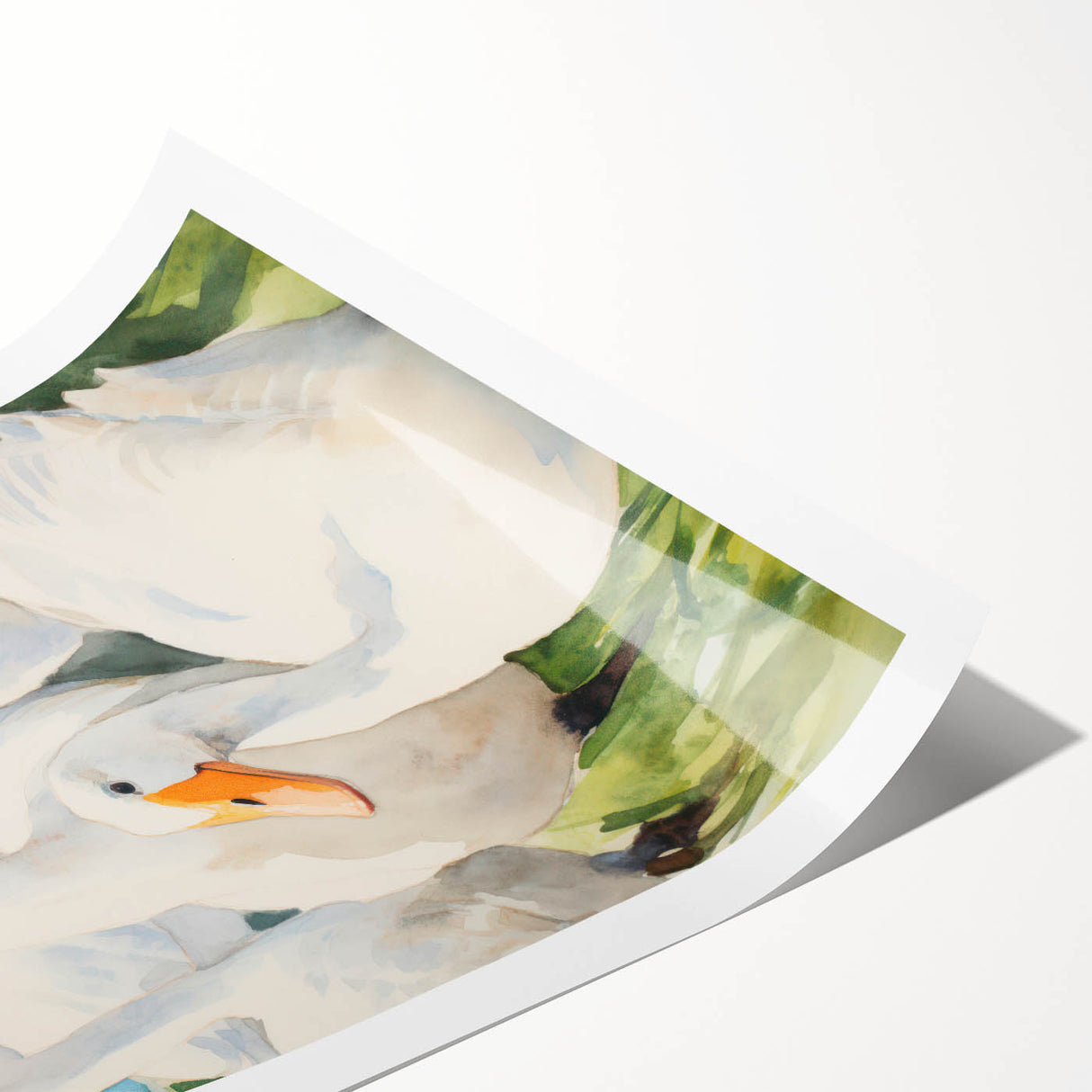 Maximalist Wall Art - Serene Goose Flock Illustration for Eclectic Decor