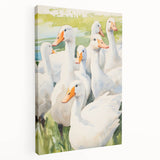 Maximalist Wall Art - Serene Goose Flock Illustration for Eclectic Decor