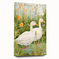 Maximalist Wall Art - Charming Geese in Lush Garden with Green Foliage