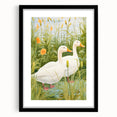 Maximalist Wall Art - Charming Geese in Lush Garden with Green Foliage