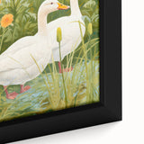 Maximalist Wall Art - Charming Geese in Lush Garden with Green Foliage
