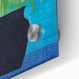 Maximalist Wall Art - Vibrant Tulips in Black Vase with Bold Blue Background