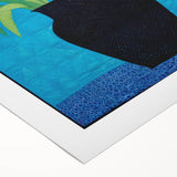 Maximalist Wall Art - Vibrant Tulips in Black Vase with Bold Blue Background