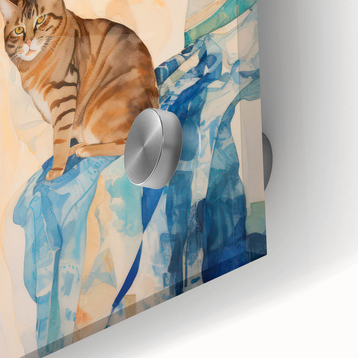 Maximalist Wall Art - Serene Woman with Cat by the Pool in Coastal Setting
