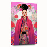 Maximalist Portrait Wall Art - Bold Feminine Elegance in Pink Floral Style