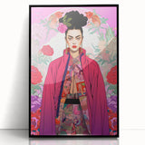 Maximalist Portrait Wall Art - Bold Feminine Elegance in Pink Floral Style