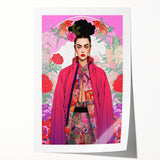 Maximalist Portrait Wall Art - Bold Feminine Elegance in Pink Floral Style