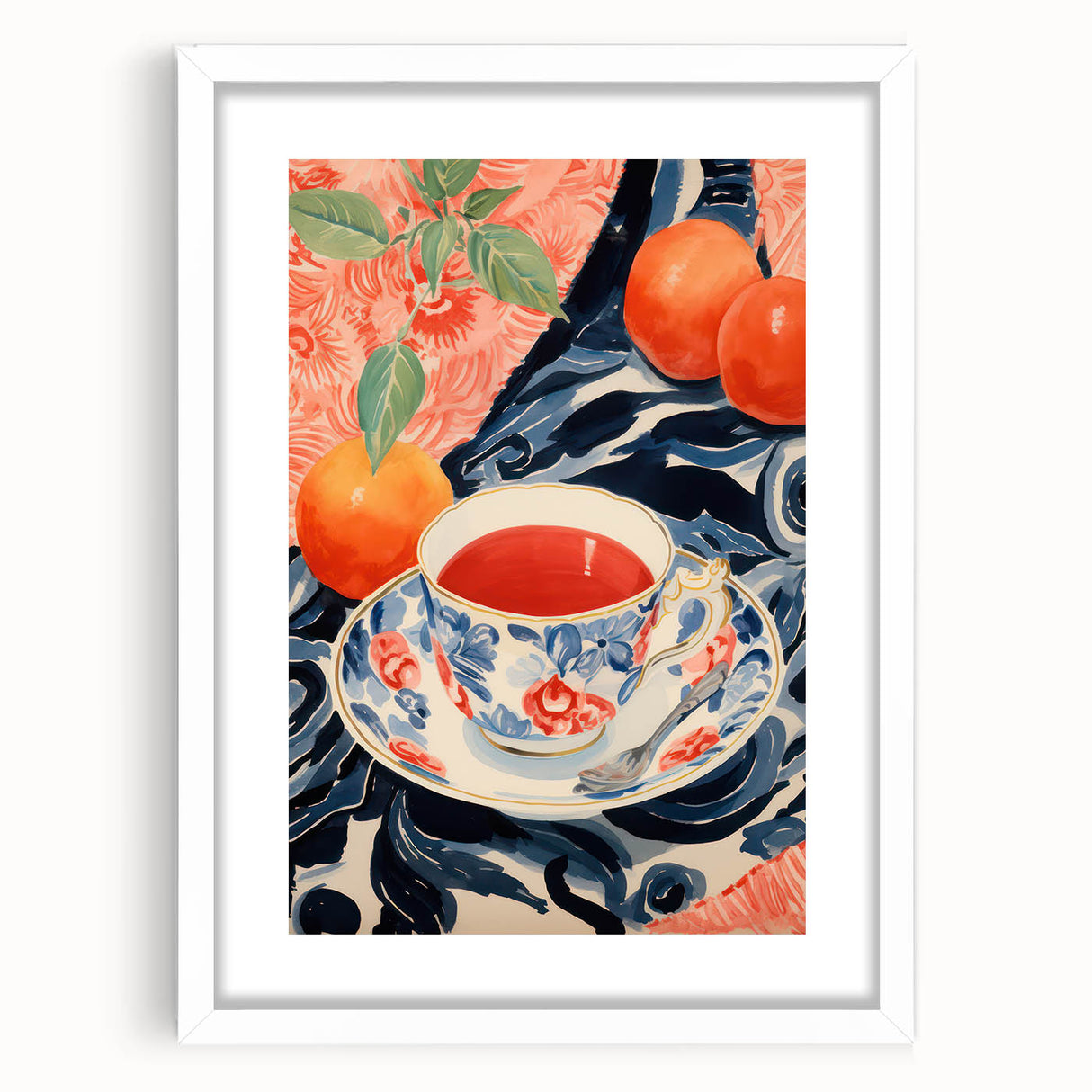 Maximalist Wall Art - Eclectic Bold Decor with Vibrant Tea Cup Design