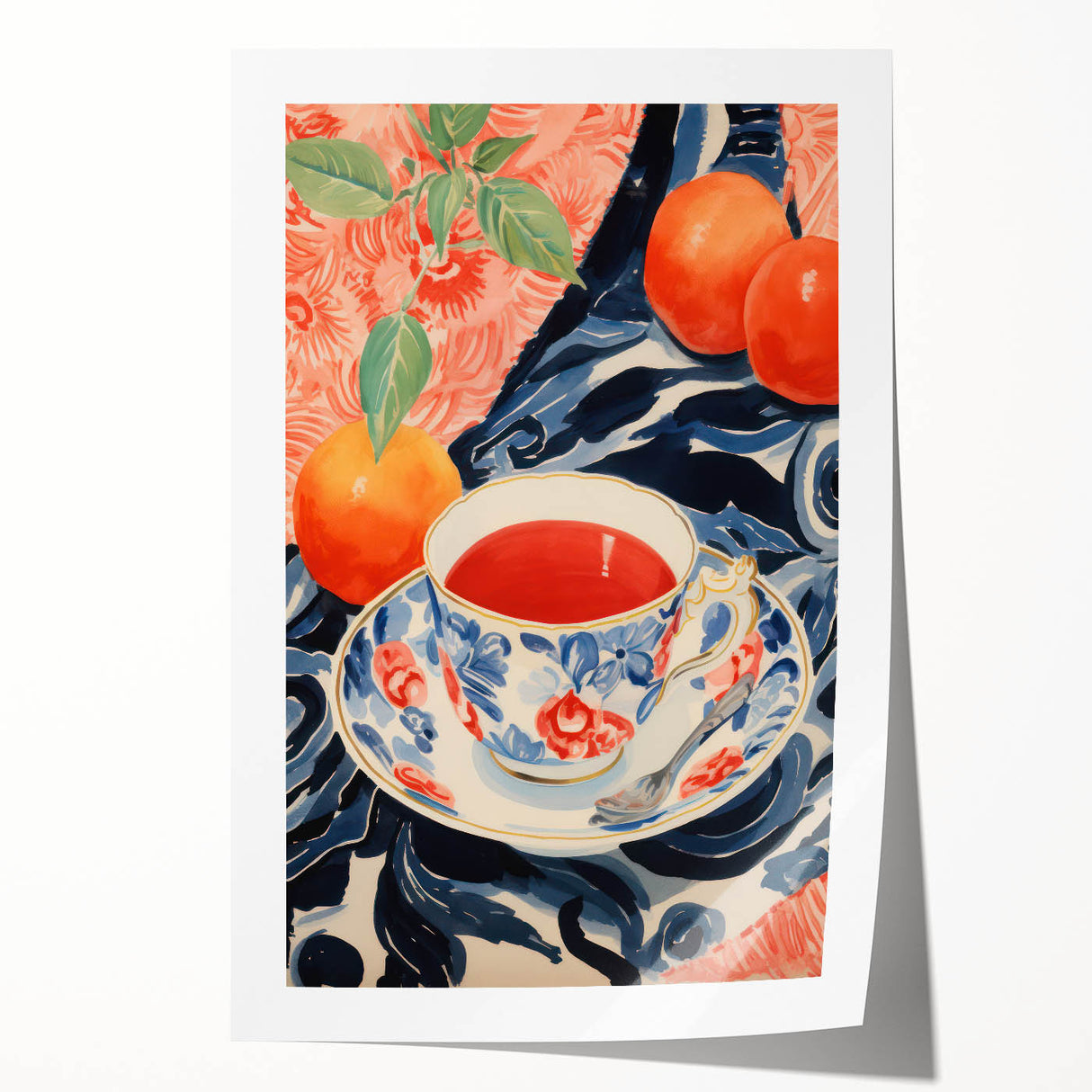 Maximalist Wall Art - Eclectic Bold Decor with Vibrant Tea Cup Design