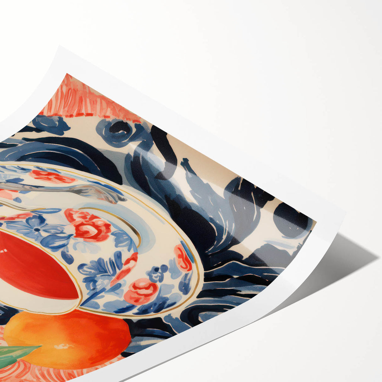Maximalist Wall Art - Eclectic Bold Decor with Vibrant Tea Cup Design