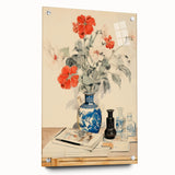 Maximalist Wall Art - Eclectic Floral Arrangement with Bold Vase Decor