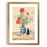 Maximalist Wall Art - Eclectic Floral Arrangement with Bold Vase Decor