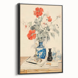 Maximalist Wall Art - Eclectic Floral Arrangement with Bold Vase Decor