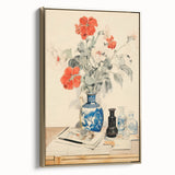 Maximalist Wall Art - Eclectic Floral Arrangement with Bold Vase Decor