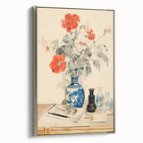 Maximalist Wall Art - Eclectic Floral Arrangement with Bold Vase Decor