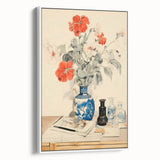 Maximalist Wall Art - Eclectic Floral Arrangement with Bold Vase Decor