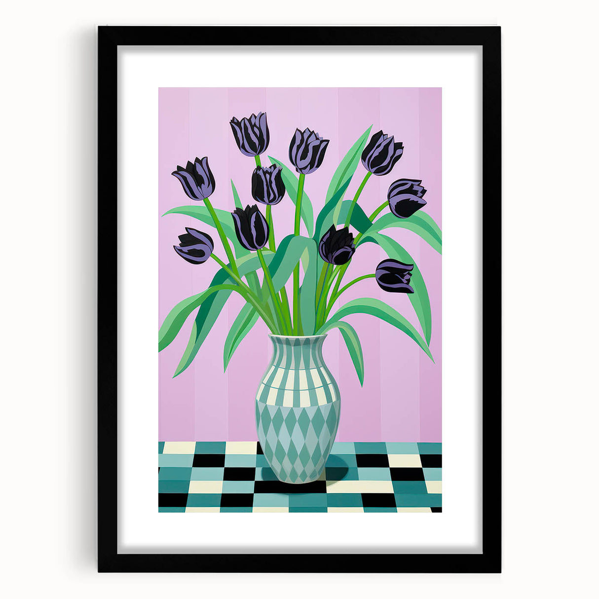 Maximalist Wall Art - Bold Floral Arrangement with Modern Vase Decor