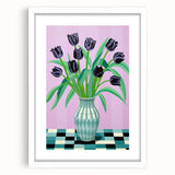 Maximalist Wall Art - Bold Floral Arrangement with Modern Vase Decor