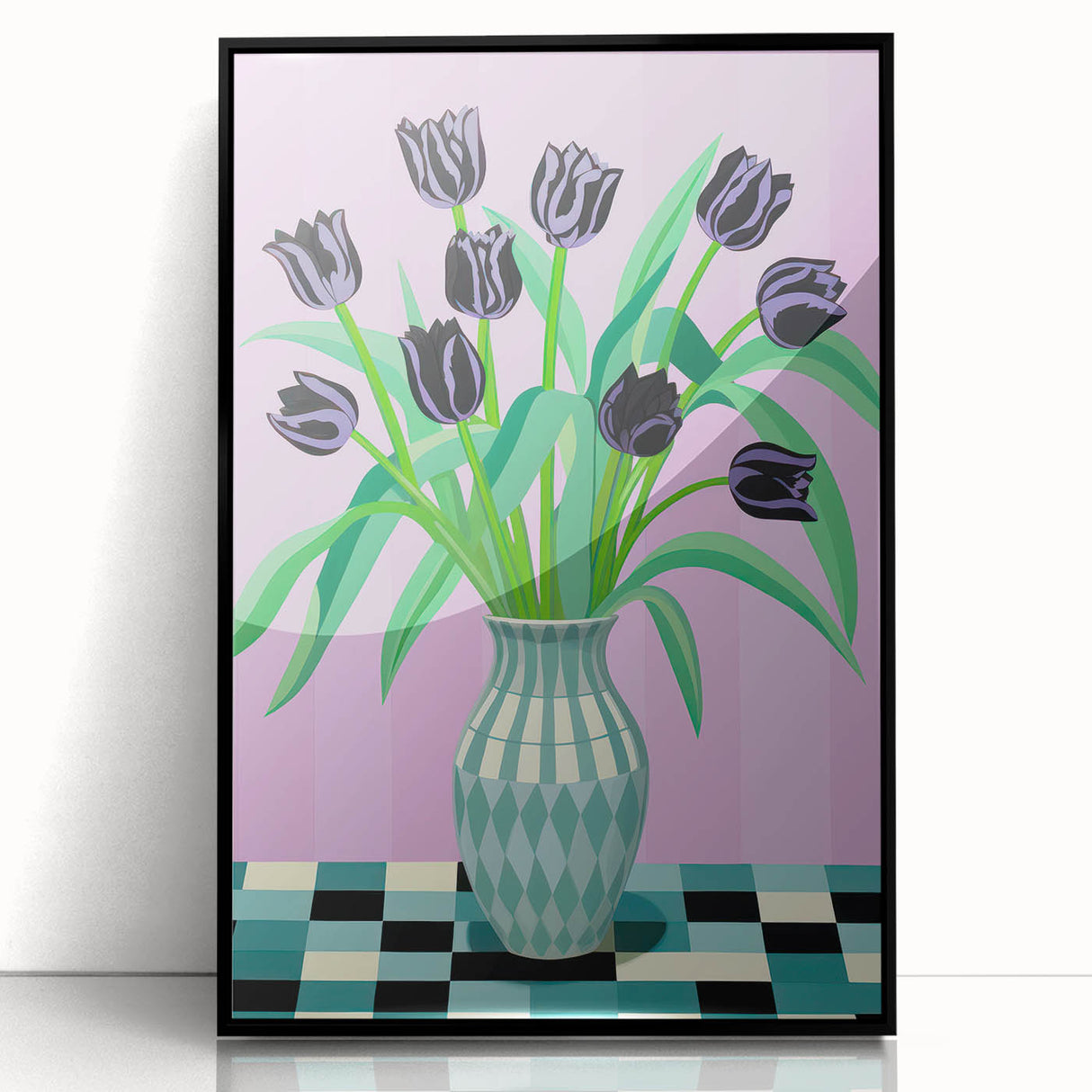 Maximalist Wall Art - Bold Floral Arrangement with Modern Vase Decor