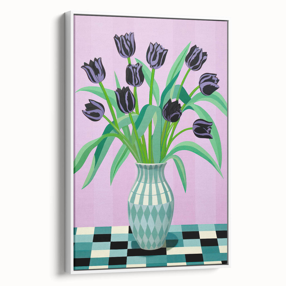 Maximalist Wall Art - Bold Floral Arrangement with Modern Vase Decor