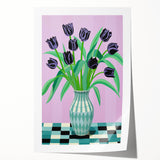 Maximalist Wall Art - Bold Floral Arrangement with Modern Vase Decor