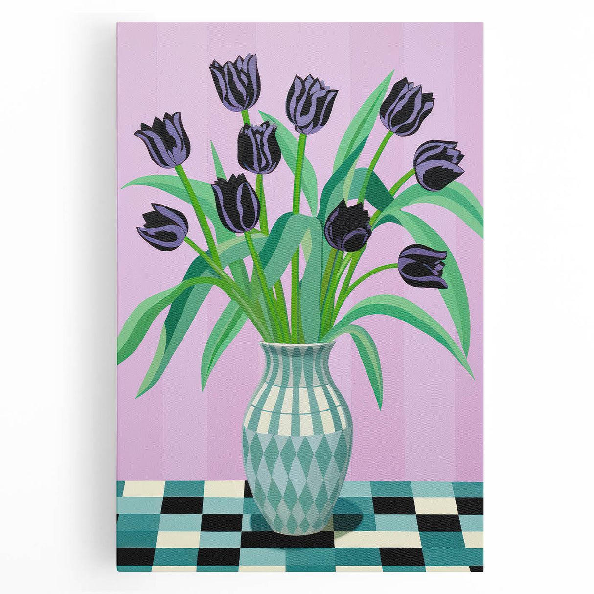 Maximalist Wall Art - Bold Floral Arrangement with Modern Vase Decor