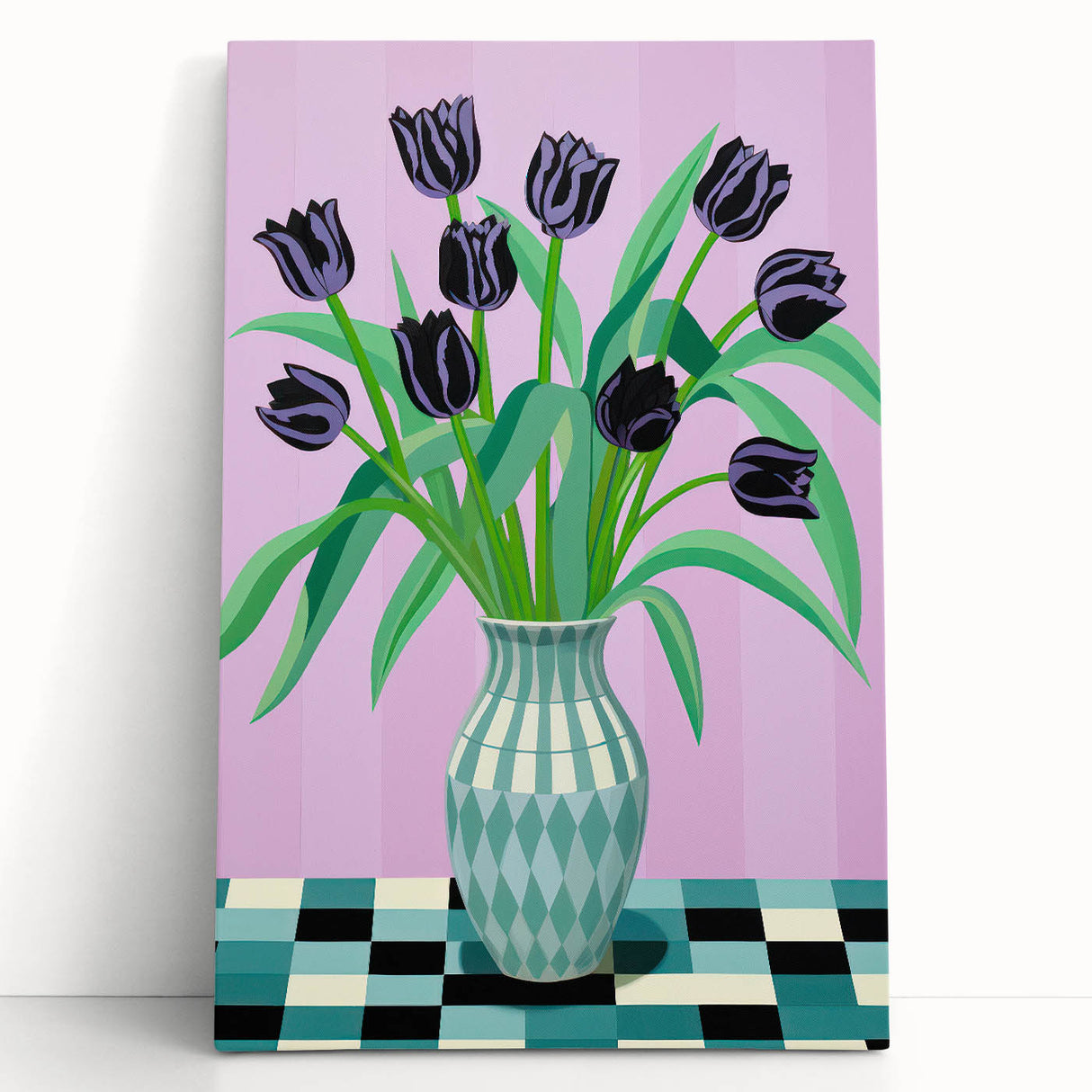 Maximalist Wall Art - Bold Floral Arrangement with Modern Vase Decor
