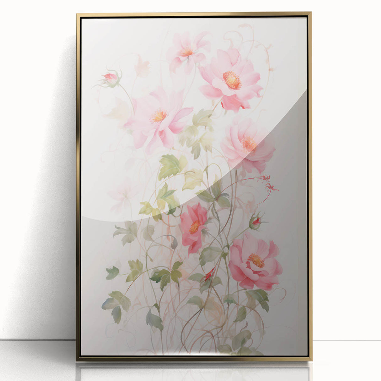 Maximalist Wall Art - Elegant Floral Design with Soft Pink Blooms