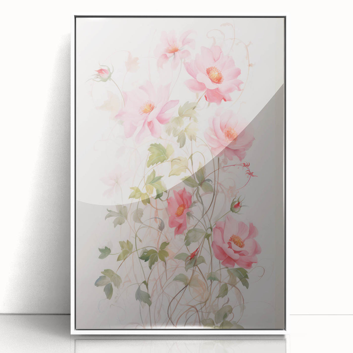 Maximalist Wall Art - Elegant Floral Design with Soft Pink Blooms
