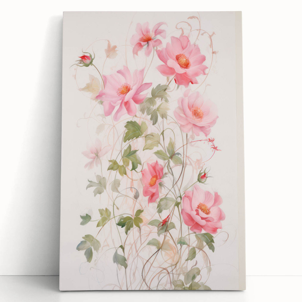 Maximalist Wall Art - Elegant Floral Design with Soft Pink Blooms
