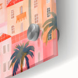Maximalist Wall Art - Vibrant Mediterranean Cityscape with Palm Trees
