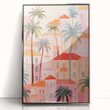 Maximalist Wall Art - Vibrant Mediterranean Cityscape with Palm Trees