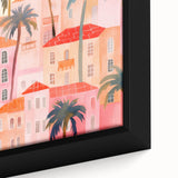 Maximalist Wall Art - Vibrant Mediterranean Cityscape with Palm Trees