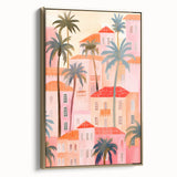 Maximalist Wall Art - Vibrant Mediterranean Cityscape with Palm Trees
