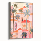Maximalist Wall Art - Vibrant Mediterranean Cityscape with Palm Trees