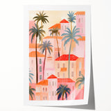 Maximalist Wall Art - Vibrant Mediterranean Cityscape with Palm Trees