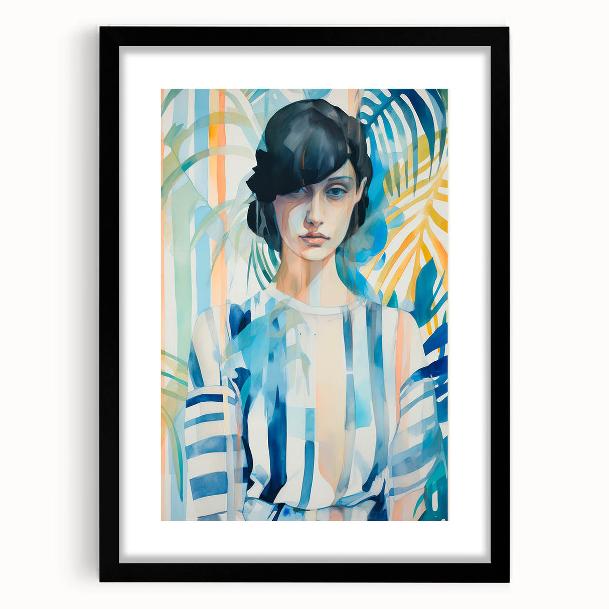 Maximalist Wall Art - Bold Abstract Portrait with Vibrant Tropical Vibes