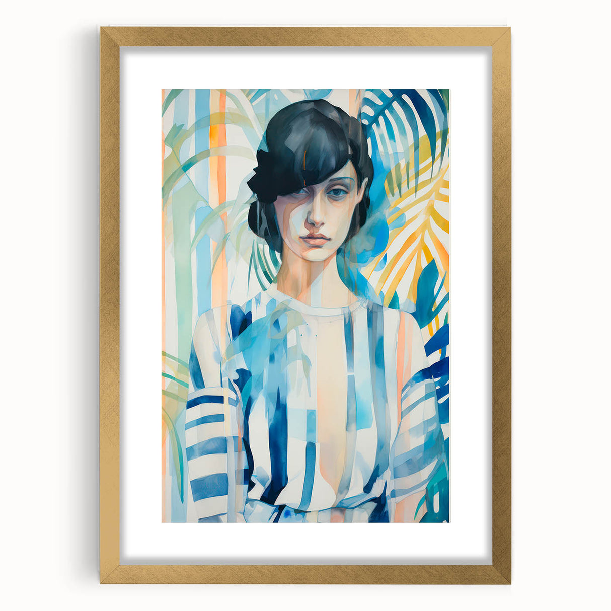Maximalist Wall Art - Bold Abstract Portrait with Vibrant Tropical Vibes