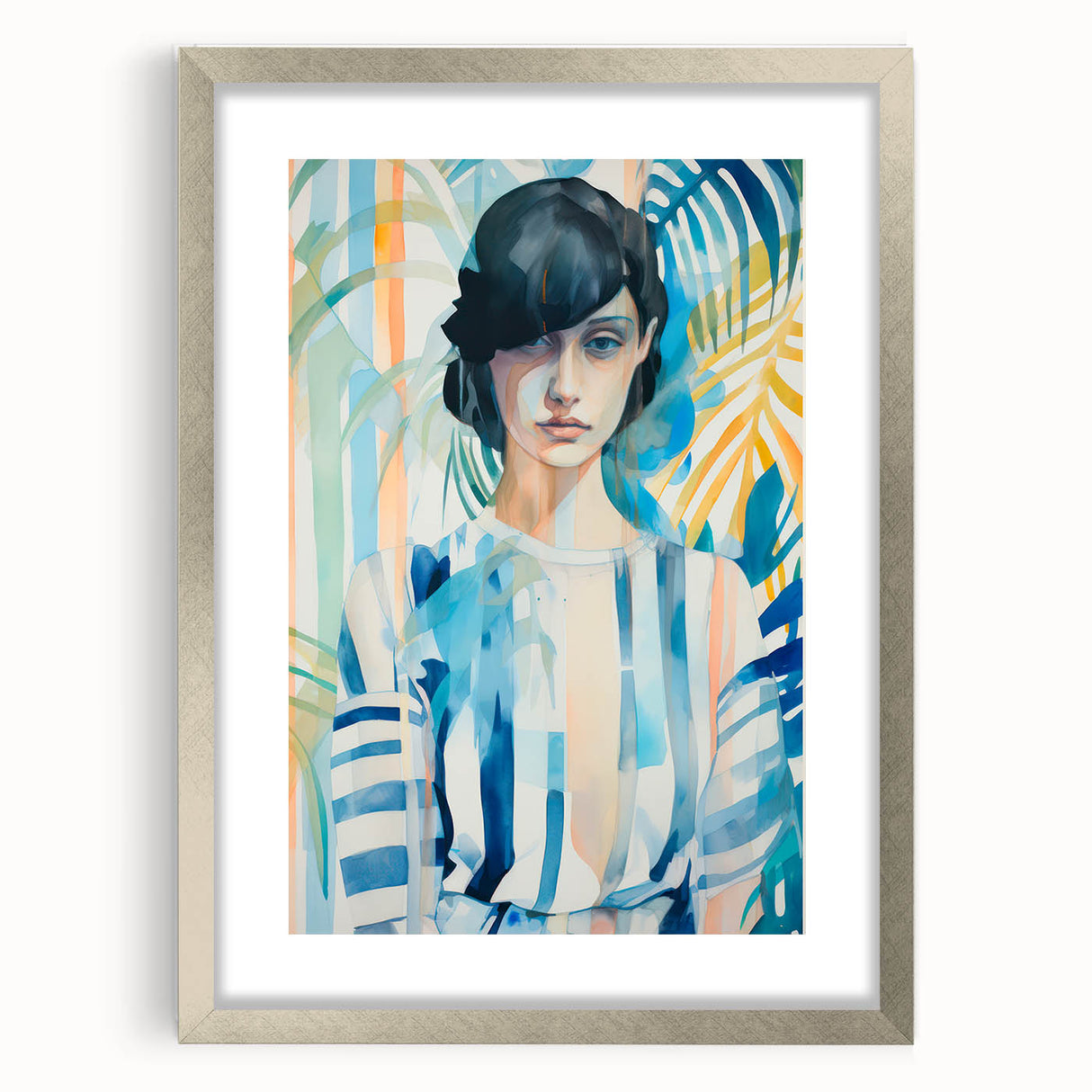 Maximalist Wall Art - Bold Abstract Portrait with Vibrant Tropical Vibes