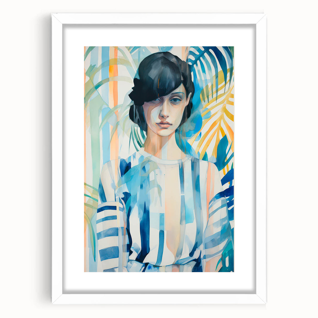 Maximalist Wall Art - Bold Abstract Portrait with Vibrant Tropical Vibes