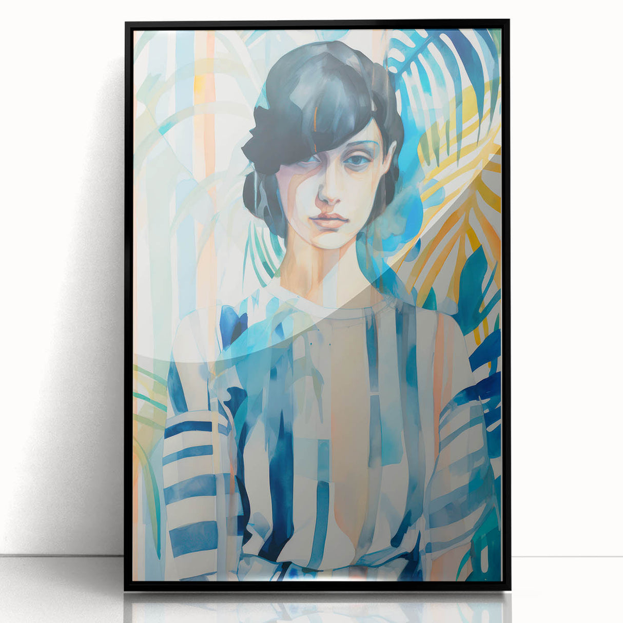 Maximalist Wall Art - Bold Abstract Portrait with Vibrant Tropical Vibes