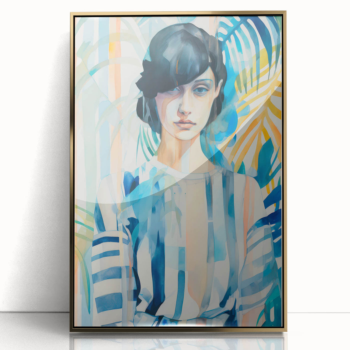Maximalist Wall Art - Bold Abstract Portrait with Vibrant Tropical Vibes