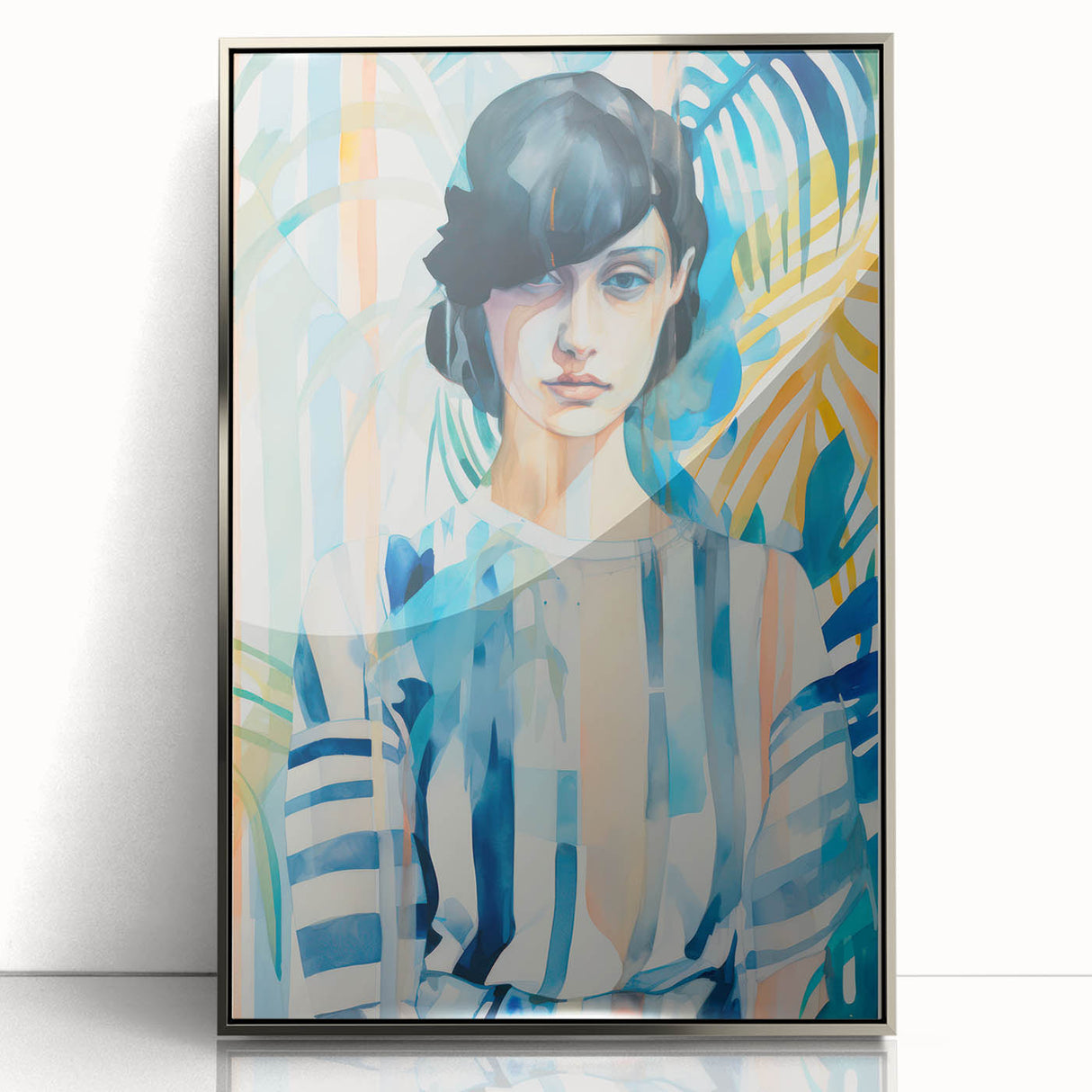 Maximalist Wall Art - Bold Abstract Portrait with Vibrant Tropical Vibes